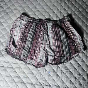 Universal Thread Linen Blend Striped Shorts Women’s Large Pull On Casual Pockets